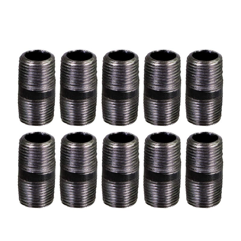 SUPPLYGIANT أنابيب الصلب الأسود من SupplyGiant 1/2 × 1.5 بوصة (10 عبوة)، أنابيب حديد مرنة ثقيلة، أنابيب ملولبة مقطوعة مسبقًا رائعة لجميع أثاث DIY ورفوف الأنابيب السوداء - Image 1